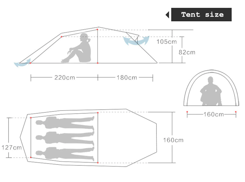 Cheap Goat Tents ASTA GEAR Outdoor 3 Person Tunnel Tent  Rainproof Large Space Family Camping Equipment   